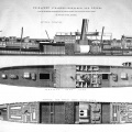 Antique Print of 1868 Twin-screw Steamers Honfleur Rennes Ships Millwall Craven Engineer
