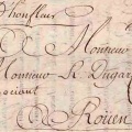 Lettre de Honfleur pour Rouen  (lettre de 1746)