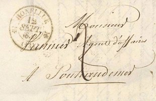 Lettre de Honfleur vers Pont Audemer (12 Septembre 1833)