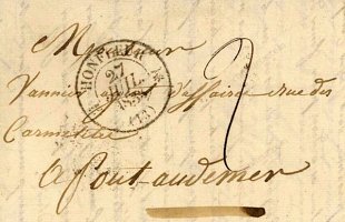 Lettre de Honfleur vers Pont Audemer (27 Juillet 1833)