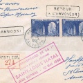 25° anniversaire de la 1° première liaison postale aérienne par Mermoz  11 mai 1955 St Louis Natal  Retour à l'envoyeur  St Louis Honfleur.