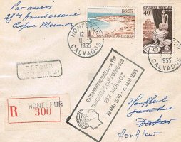 25° anniversaire de la 1° traversée de l'Atlantique Sud par Mermoz  11 mai 1955 Retour à l'envoyeur  Dakar Honfleur.