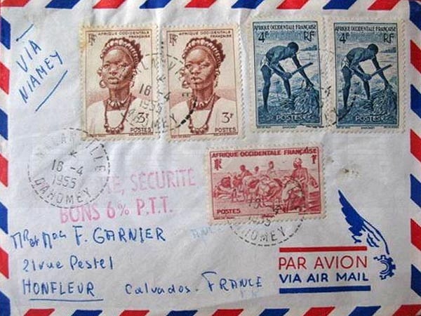 Lettre du Dahomey pour M Mme Garnier Rue Pestel à Honfleur 16 Avril 1955.jpg