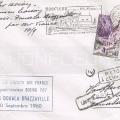 Première liaison France Paris Douala Brazzaville le  10 Septembre  1960 Retour à l'envoyeur  Douala Honfleur
