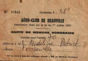 Carte de Membre Honoraire de l'Aéro Club de Deauville (association loi 1901) délivrée à M.Eudeline Patrick