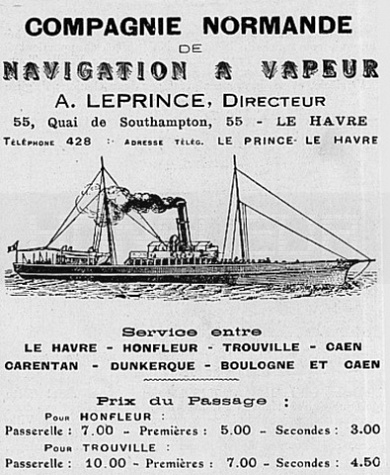 Compagnie Normande de Navigation à vapeur A.Leprince  au Havre, prix du passage sur la ligne Le Havre Honfleur.jpg