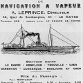 Compagnie Normande de Navigation à vapeur A.Leprince  au Havre, prix du passage sur la ligne Le Havre Honfleur