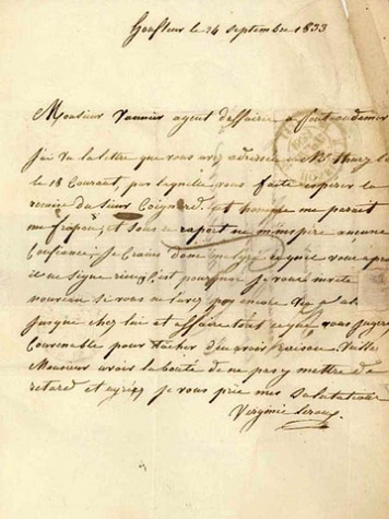 Courrier de lettre de Honfleur vers Pont Audemer  (24 septembre 1833).jpg