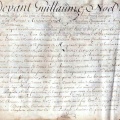 Parchemin de 1778 concernant diverses familles de HONFLEUR dont Charlemaine , navigateur...