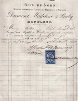 Entête du 31.12.1877 DUMONT MADELINE BALY Bois scierie - Honfleur